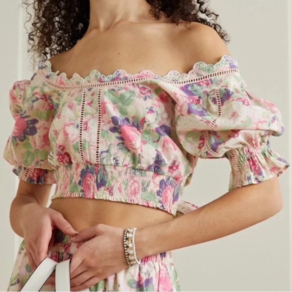 LoveShackFancy KARSTEN top, balloon sleeves, size XL, NWT - Picture 1 of 9